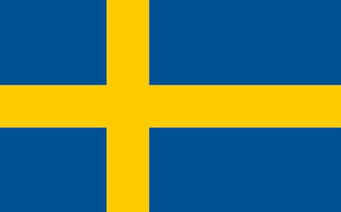 Die schwedische Flagge zeigt ein gelbes nordisches Kreuz auf einem leuchtend blauen Hintergrund.